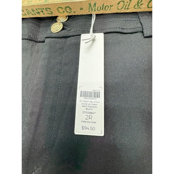 Chico's‎ Pants Womens 12R Black Wide Leg Crop Fly Front Double Stitch 2R Dressy - Picture 4 of 14